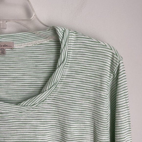 Mododoc Sundance Green Striped Top with Ruched Long Sleeve - Picture 4 of 6